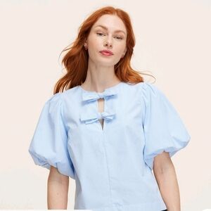 Nwt Kate Spade blue Puff sleeve top